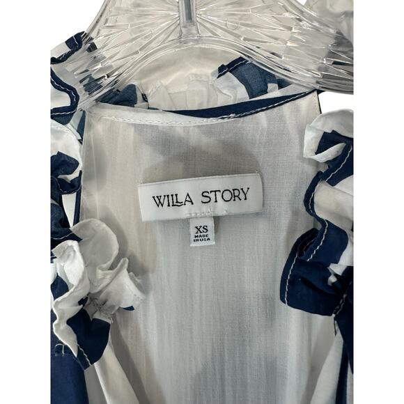 Willa Story Blue White Flowy Whimsical Tiered Broomstick Maxi Dress Size XS - Picture 2 of 11